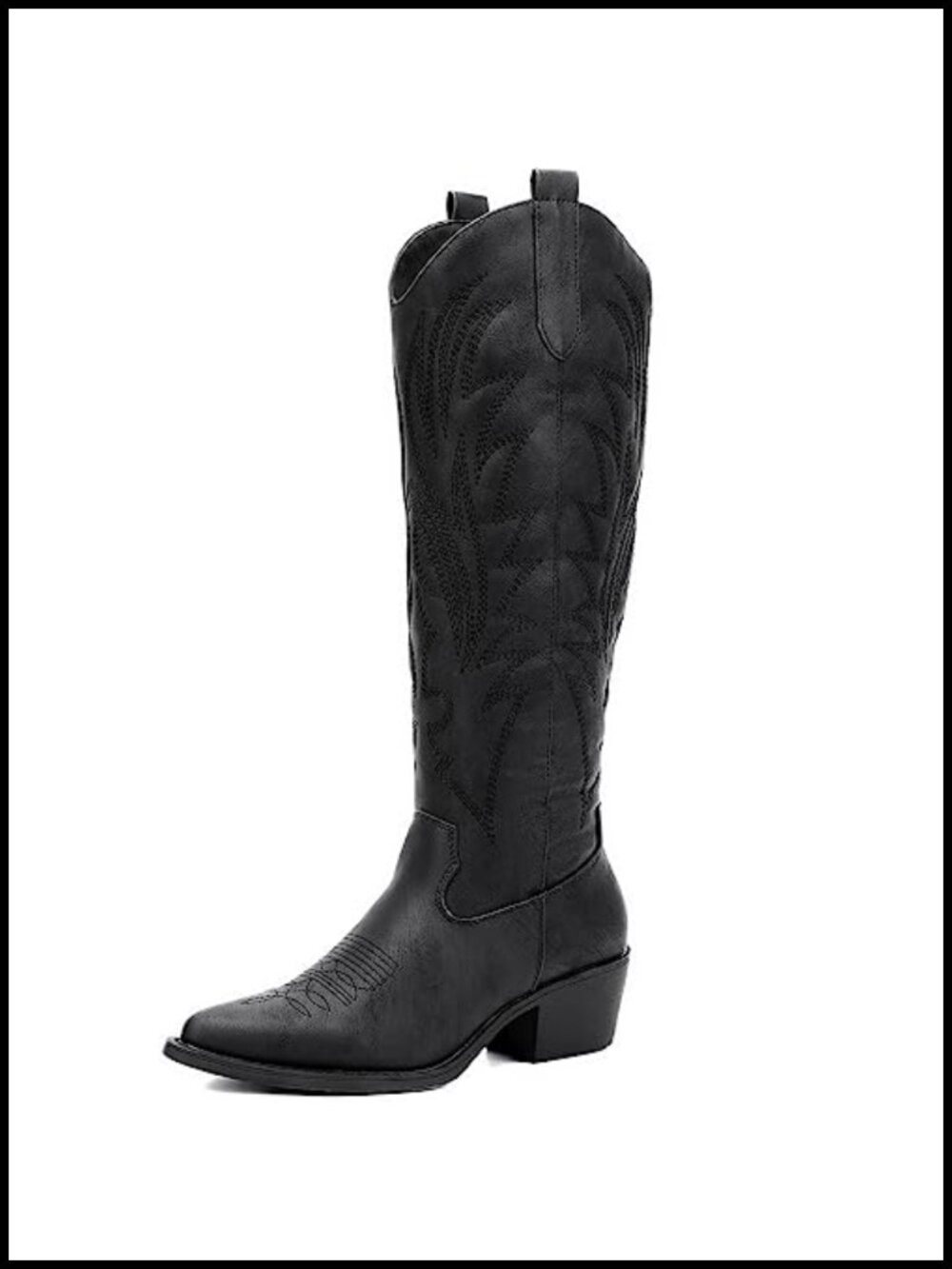 Women's Knee High Western Cowboy Boots Faux Leather Pointed Toe